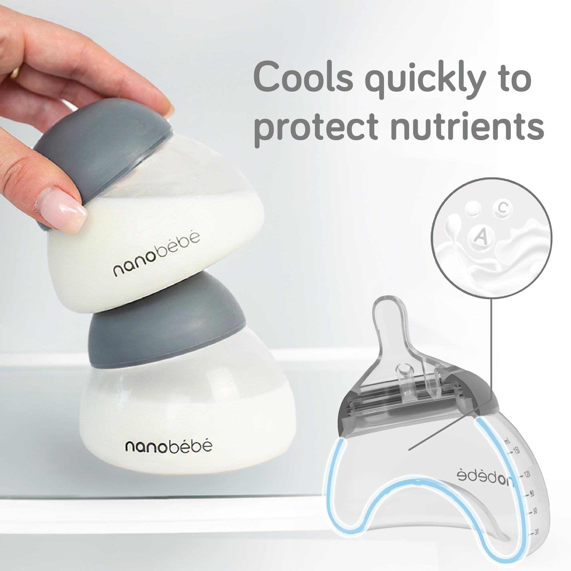 NANOBÉBÉ BPA-free bottle available in grey for safe daily use