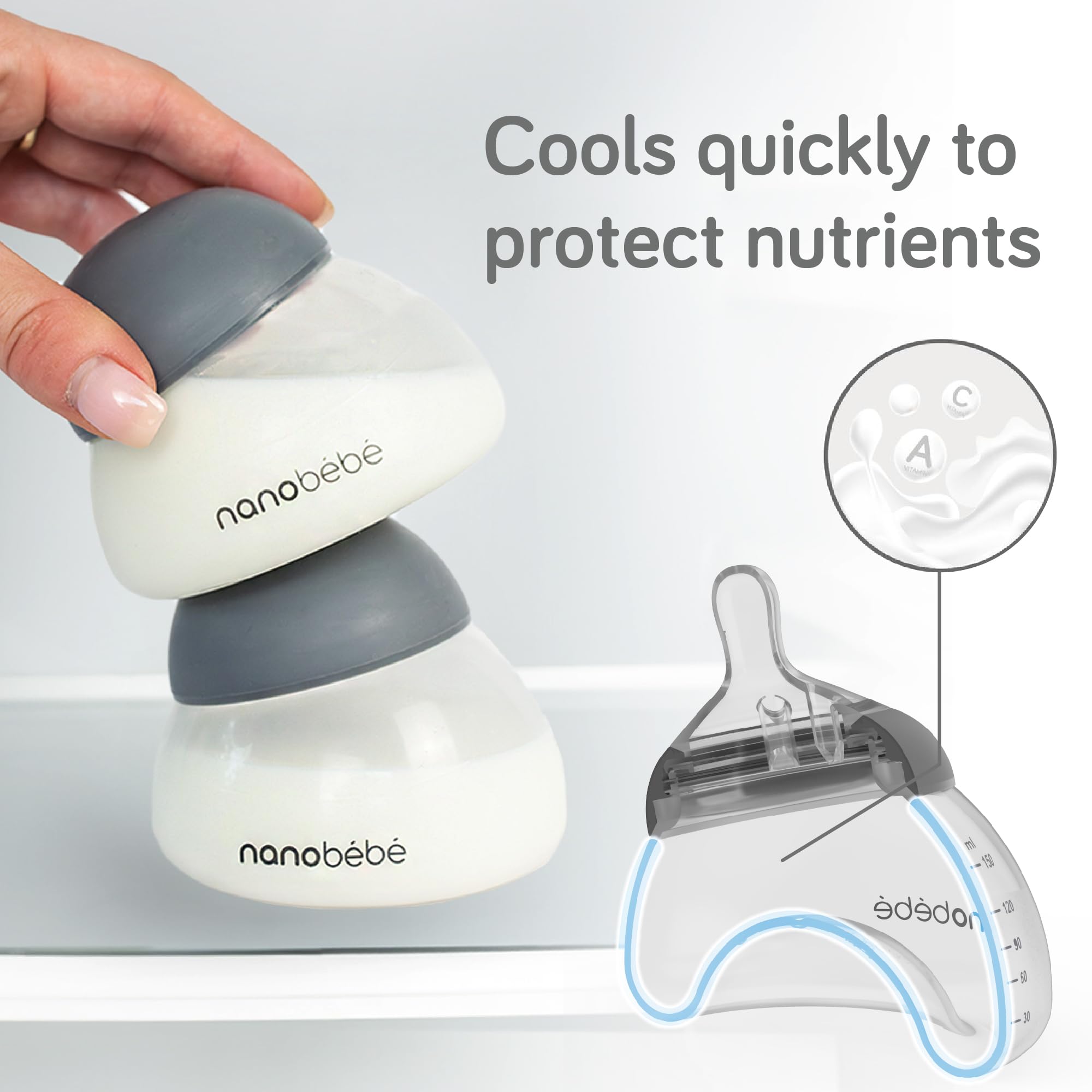 Nanobébé breastmilk bottle-pump-store-warm enables seamless pumping and feeding