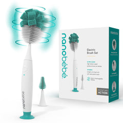 NANOBÉBÉ electric bottle brush in action delivers quick, thorough bottle cleaning.