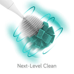 NANOBÉBÉ electric brush charging via magnetic port emphasizes long-lasting recharge.