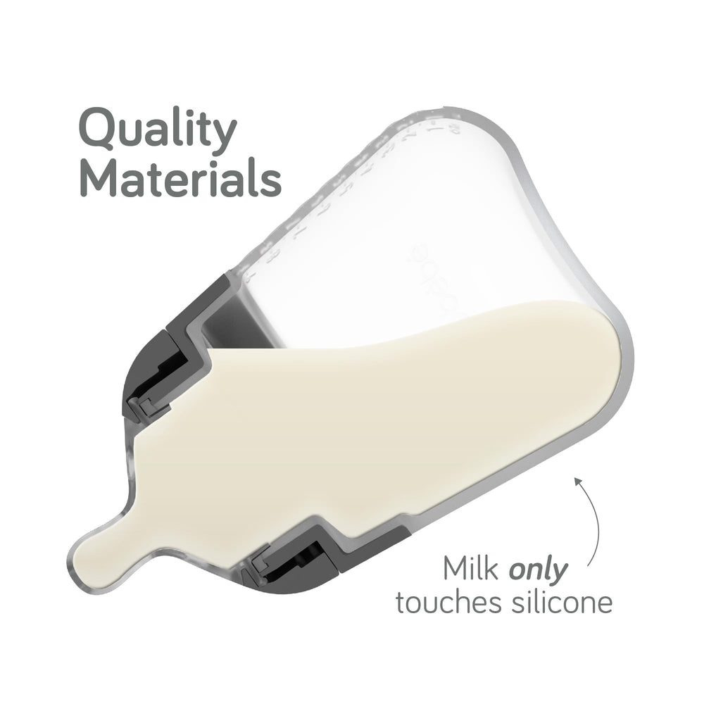 Nanobébé Flexy anti-colic nipple close-up enhances latch stability for calm feeds.