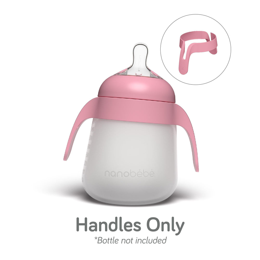 Nanobébé Flexy bottle handles show off quick-connect for stress-free feeding transitions.