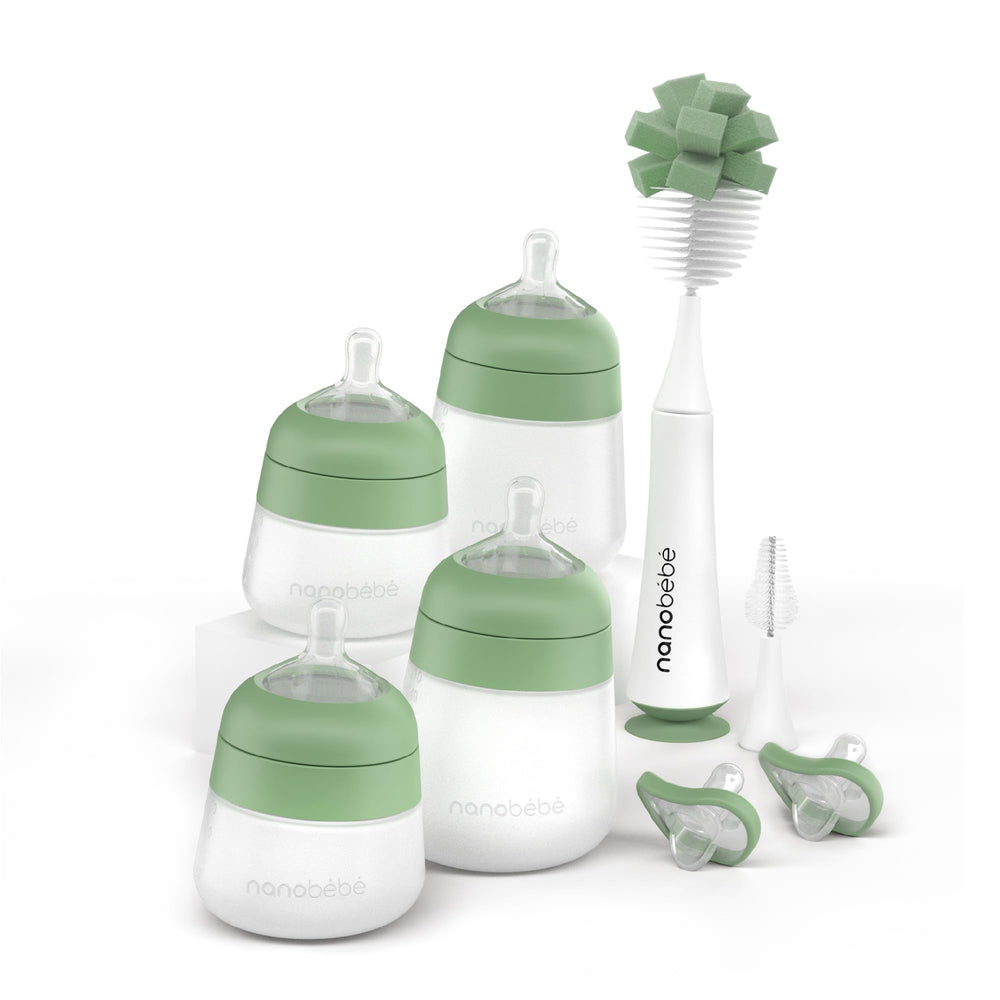 Nanobébé Flexy 5oz bottles shown for versatile day-to-day feeding options