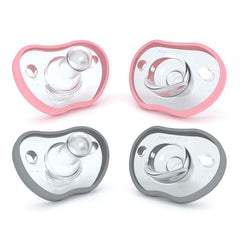 Nanobébé pacifier orthodontic 0-3 month pink grey fits gentle baby cheeks for calm feeding