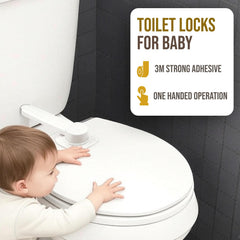 NANZO toilet-lock-seat illustrates universal fit on common toilets for family use.