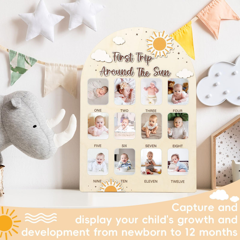 Naozinebi baby growth timeline display creates a nostalgic memory showcase.