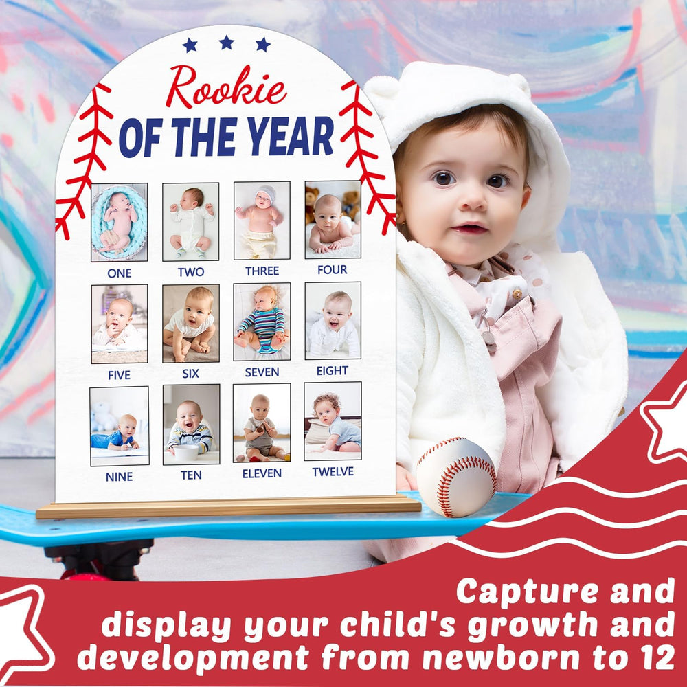 Naozinebi Baseball First Year Photo Board gift-ready keepsake for baby showers.