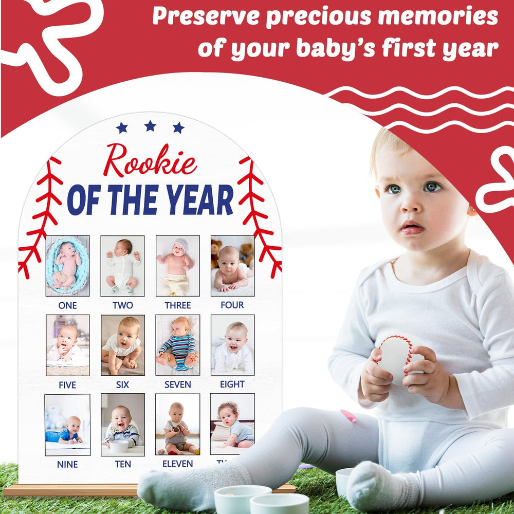 Naozinebi Baseball Photo Board nursery decor for celebrating a baby's milestones.