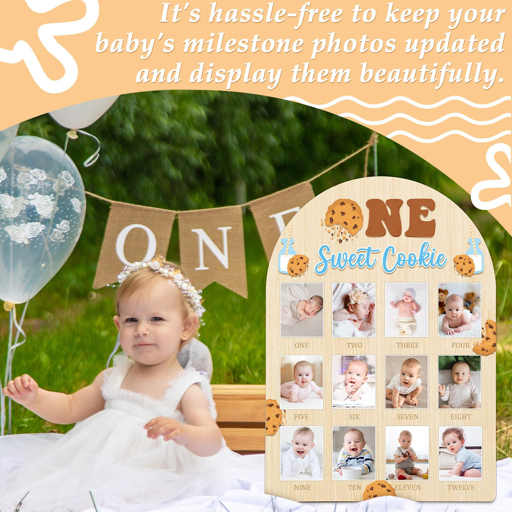 Naozinebi cookie and milk keepsake banner captures growth milestones