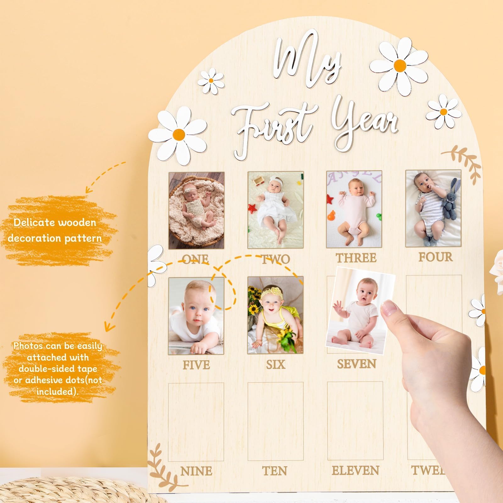 Naozinebi Daisy Monthly Sections labels ONE to TWELVE for milestone tracking