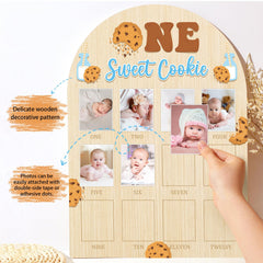 Naozinebi first-year photo board helps organize a neat monthly timeline