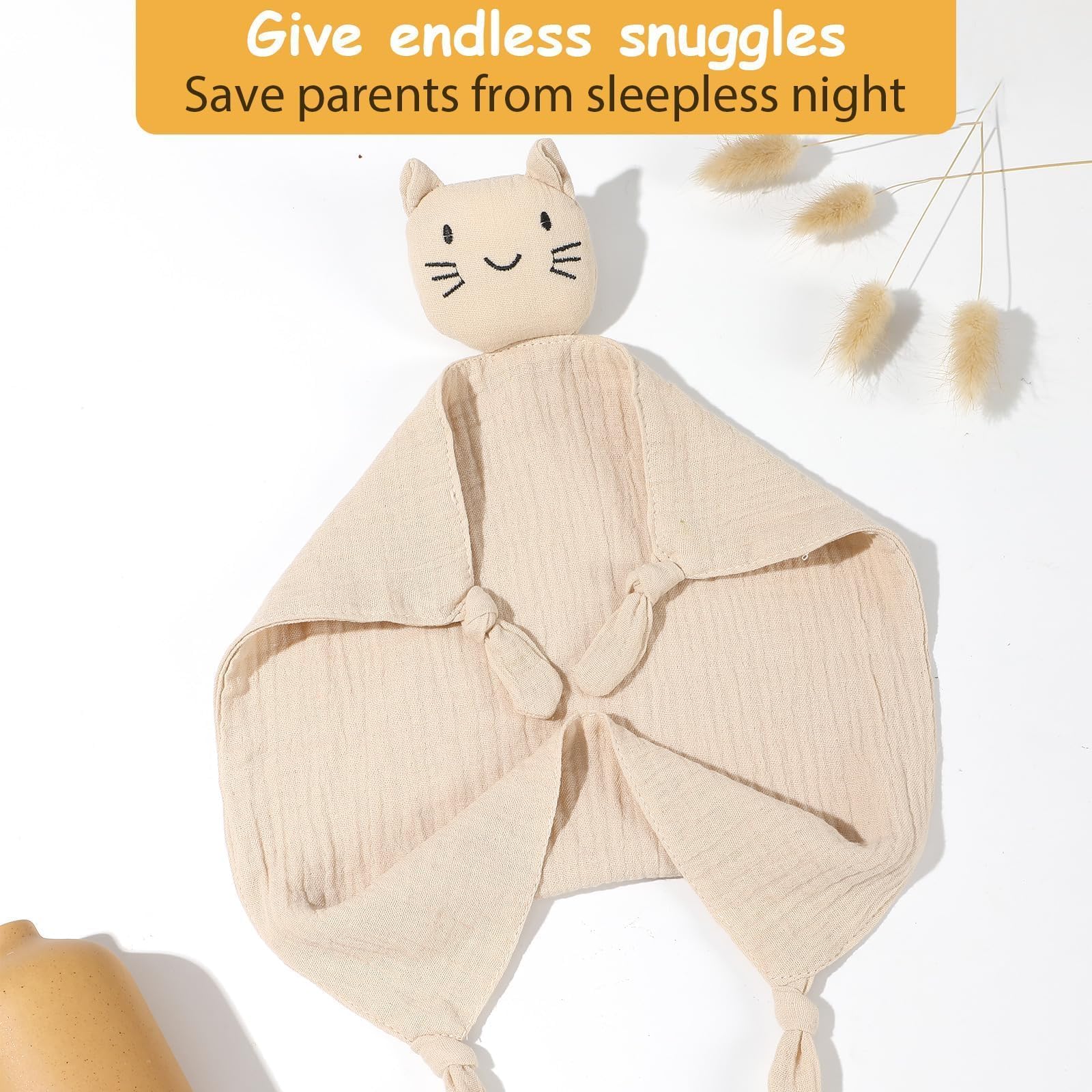 Naozinebi muslin baby lovey neutral design fits any nursery or gender.