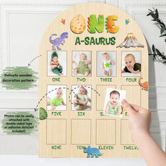 Naozinebi One A-Saurus Photo Board features durable solid wood construction for lasting keepsakes.
