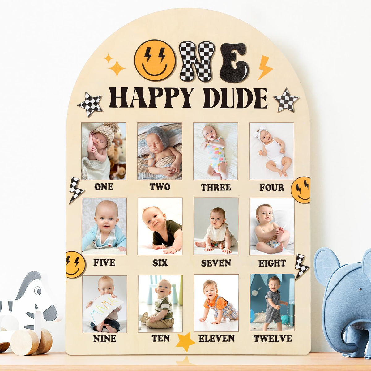 Naozinebi One Happy Dude board front view with cheerful smiley design for memories