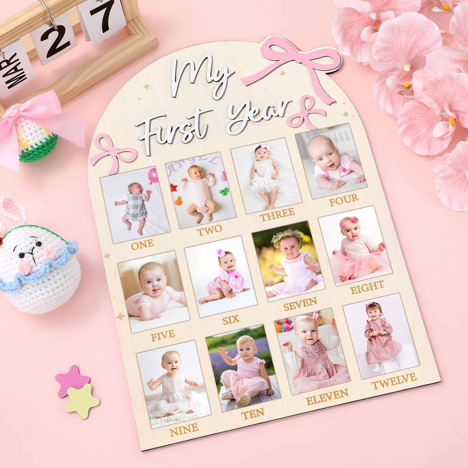 Naozinebi pink bow design closeup emphasizes charming nursery decor