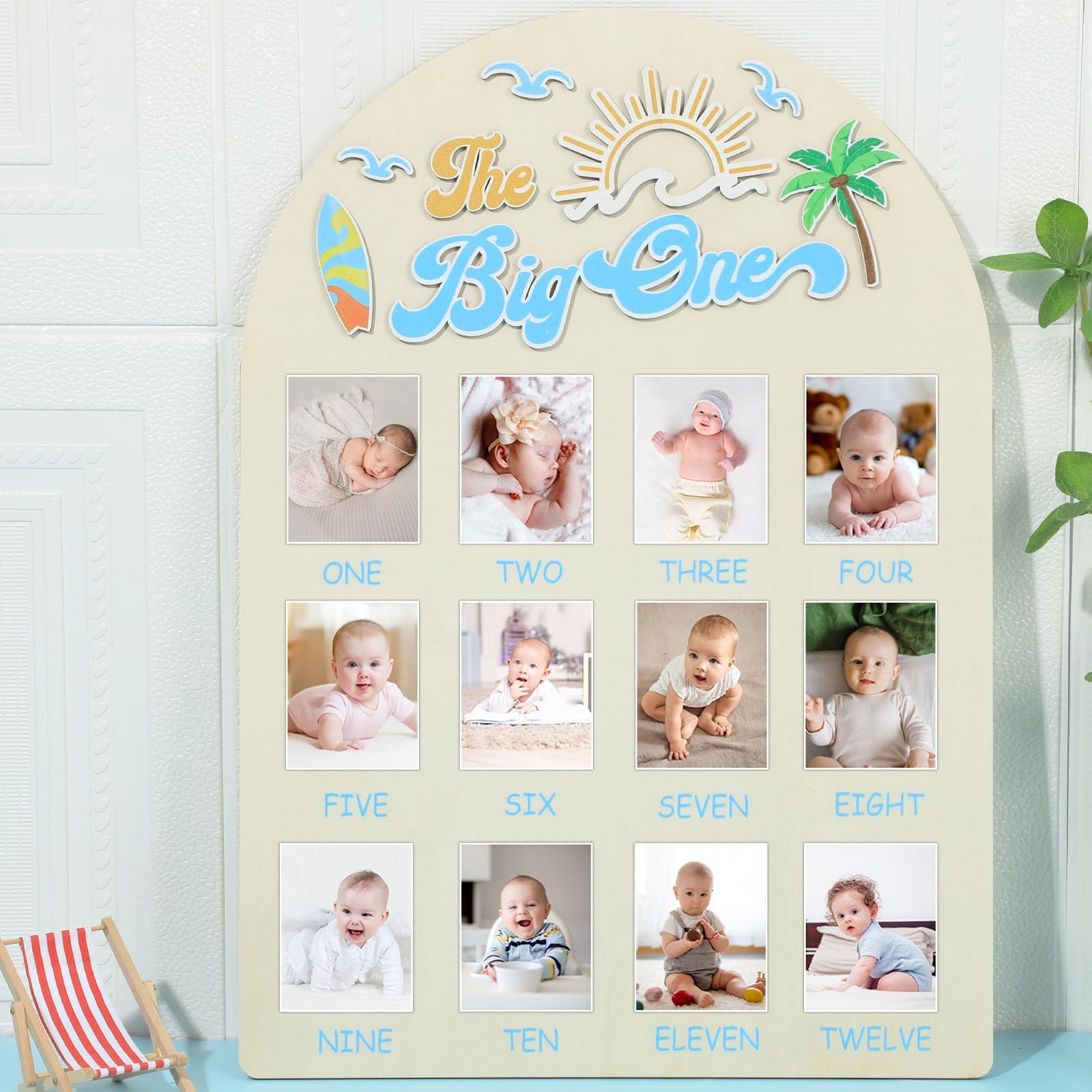 Naozinebi The Big One Photo Board ready for monthly milestone memories.