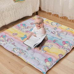 NapCure baby play mat unicorn pattern provides large tummy-time surface