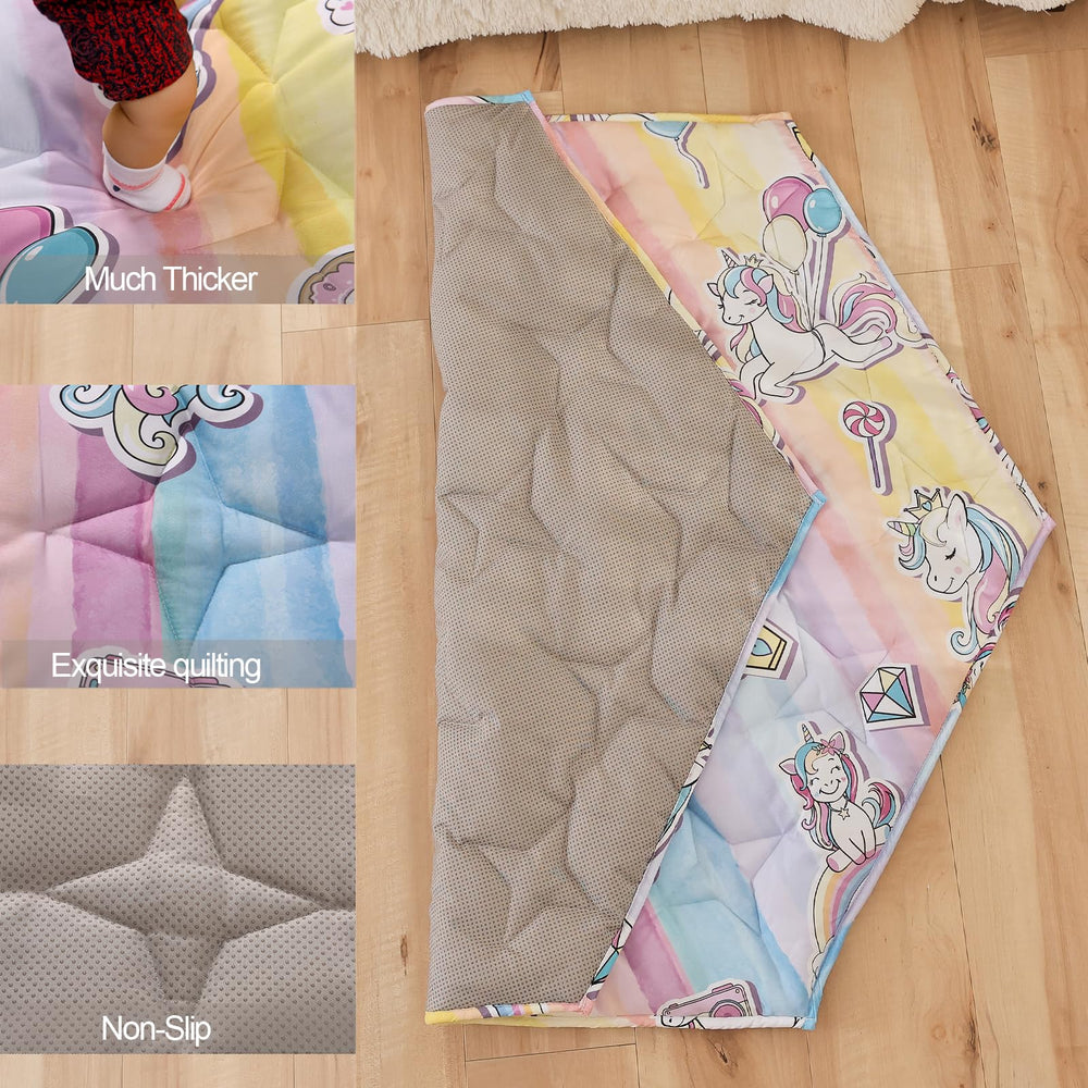 NapCure hexagon play mat with non-slip backing keeps baby safe during play