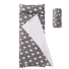 NapCure Toddler Nap Mat rolled with Velcro straps for easy transport.
