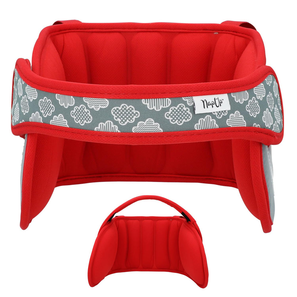 NAPUP adjustable head support front view showing customizable fit for growing kids' naps
