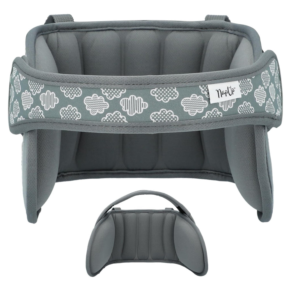 NAPUP adjustable head-support front view keeps little heads steady for car naps.