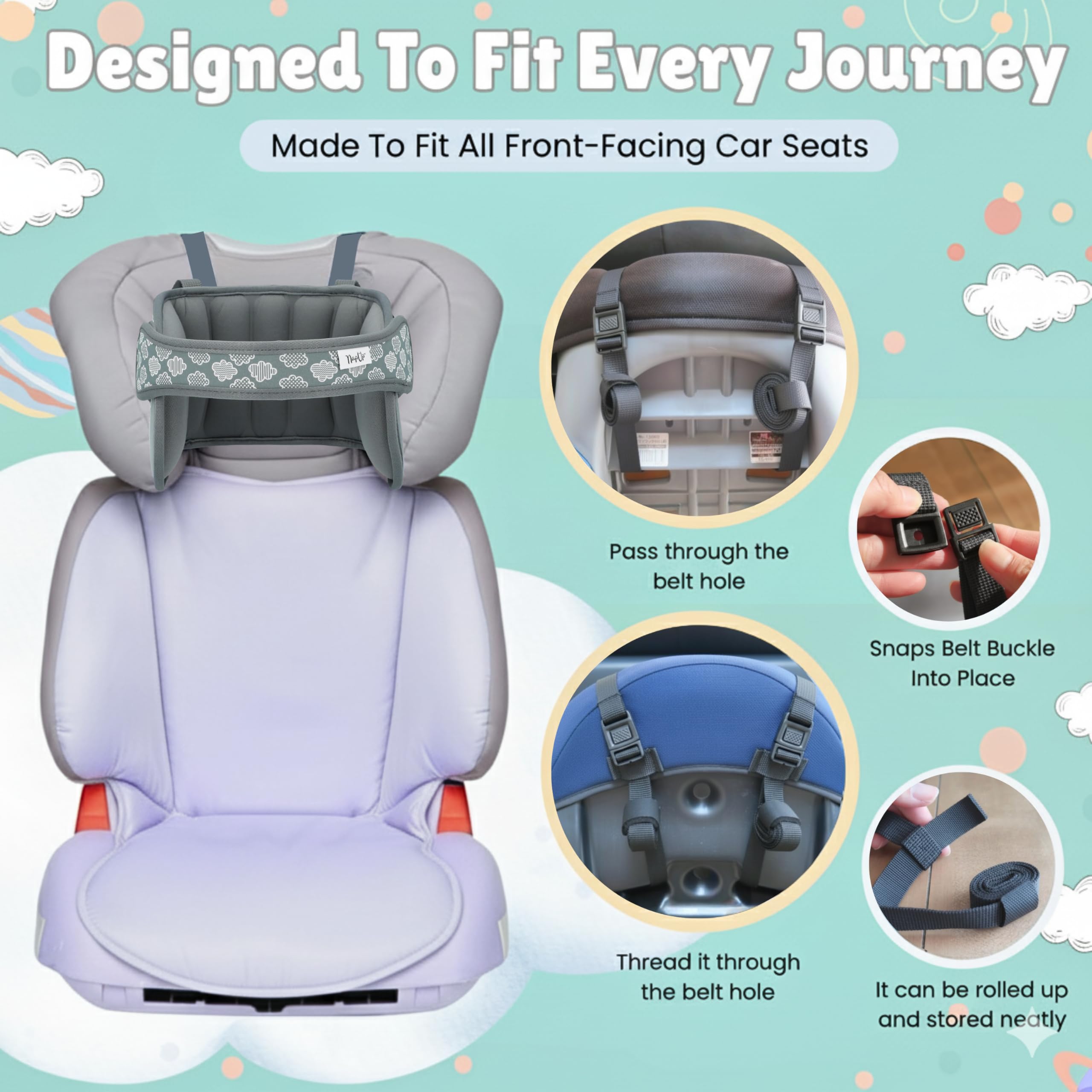 NAPUP car-seat compatibility shows fit across most front-facing seats.