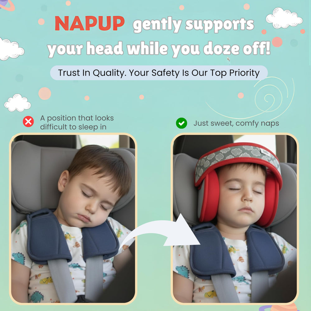 NAPUP in-car headrest attachment demonstrates quick, secure installation for safe naps