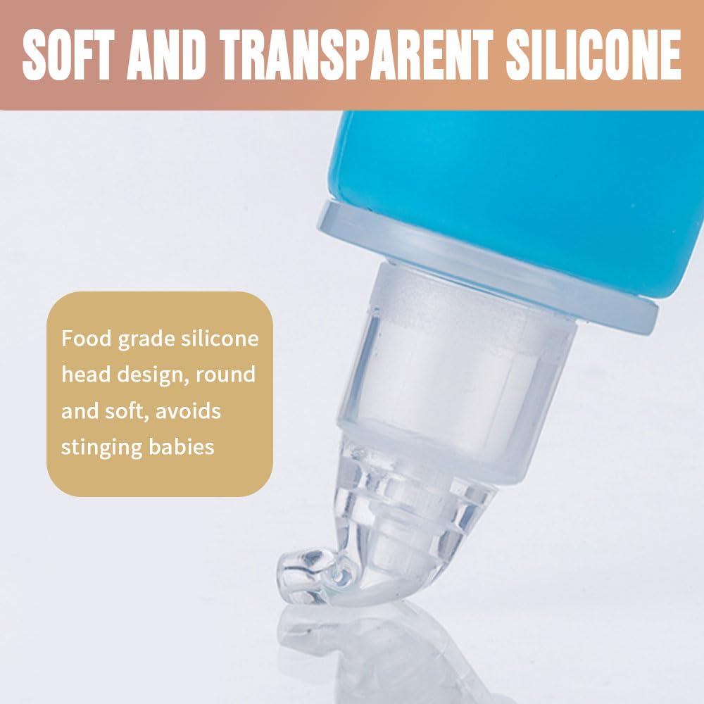 Nasal aspirator baby pink silicone material emphasizes phthalate-free, latex-free safety.