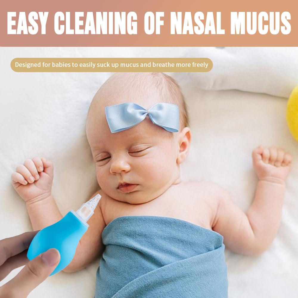 Nasal aspirator baby pink squeeze bulb used for gentle suction on congested noses.