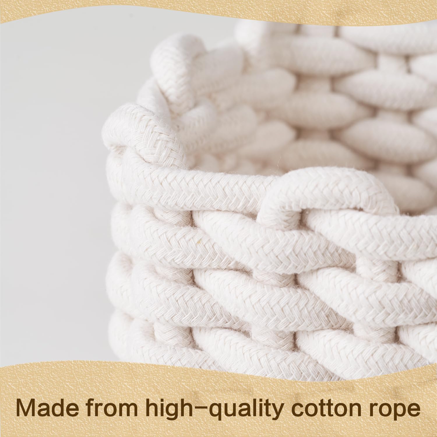 Nashibowu kid-friendly cotton rope basket sits softly on shelves.