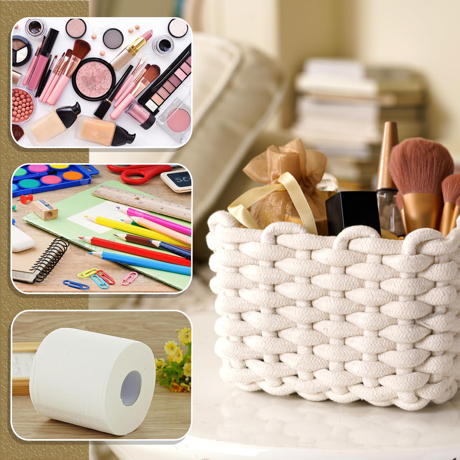 Nashibowu shelf basket organizes small items and accessories beautifully.