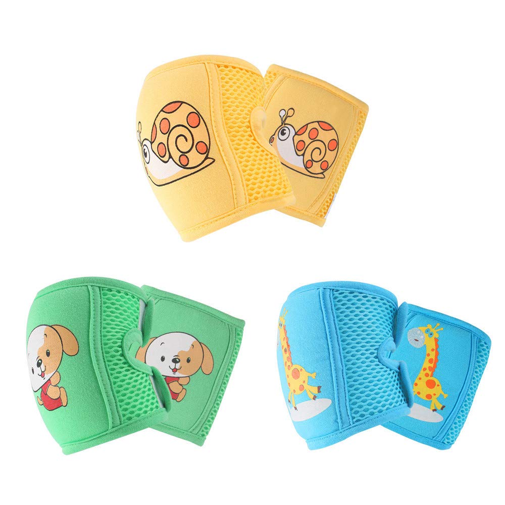 NASHRIO baby knee pads packaging view showing 3-pair set for knee protection.