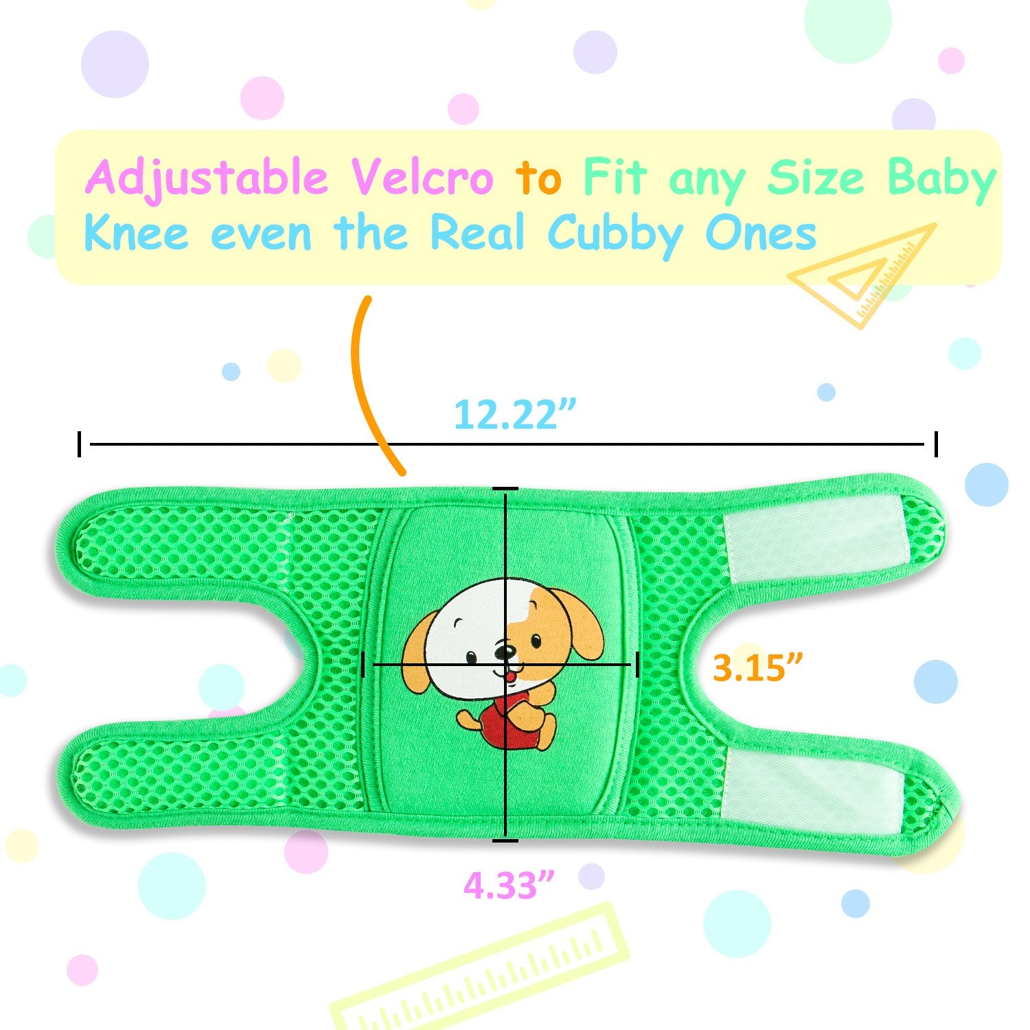 NASHRIO dog-pattern knee pads with bright color for visibility.