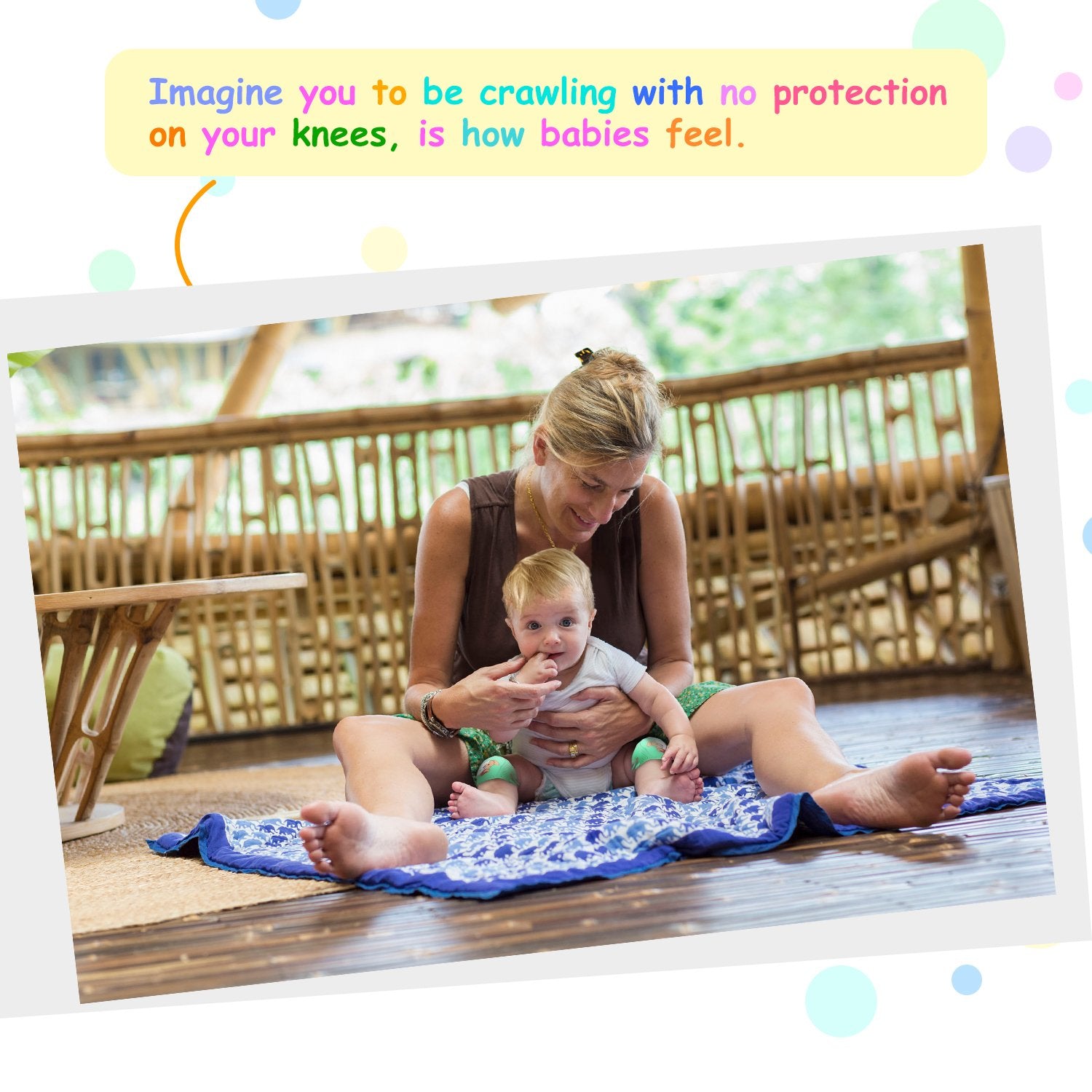 NASHRIO snail-pattern knee pads add playful style during crawling.