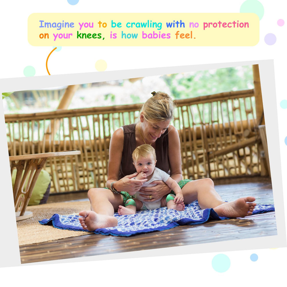 NASHRIO snail-pattern knee pads add playful style during crawling.
