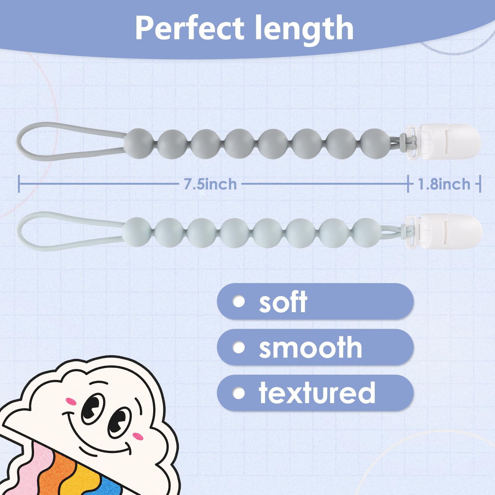 NASHRIO pacifier clip compatible with most pacifiers for versatility