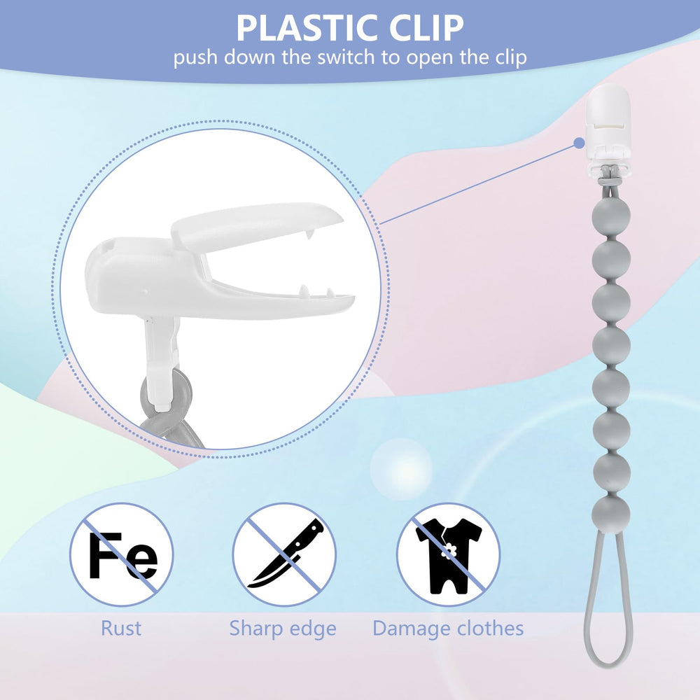 NASHRIO pacifier clip attached to baby clothes for secure reach