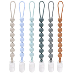 NASHRIO pacifier clip close-up with one-piece beads for secure attachment.