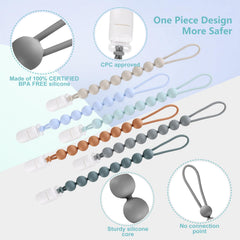 NASHRIO silicone beads close-up emphasize safety and teething texture.