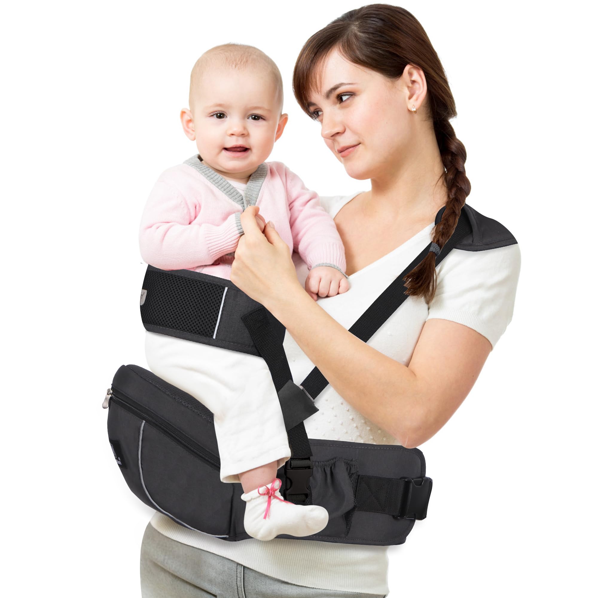 NASSBON Baby Hip Seat Carrier — ergonomic base supports natural M-position hips.