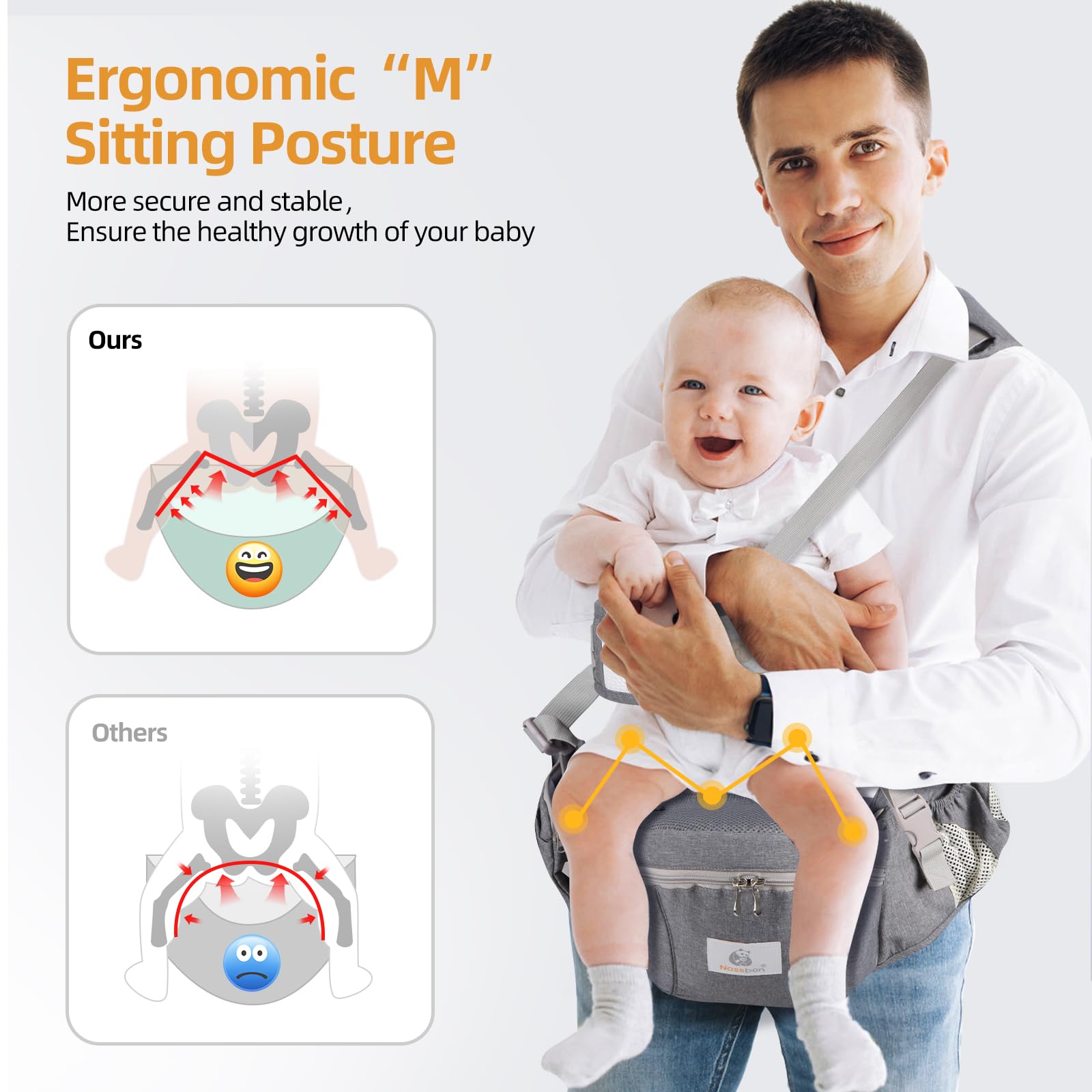 NASSBON baby-hip-seat-feeding-mode allows convenient feeding on the go