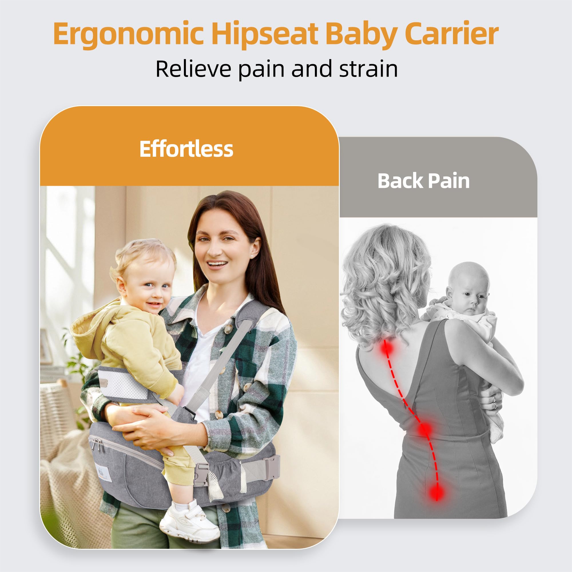 NASSBON baby-hip-seat-reflective-strip enhances visibility during dusk outings