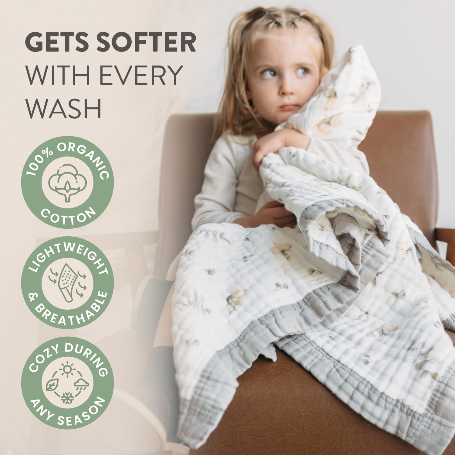 Natchiketa blanket shown in all-season use for warm and cool days