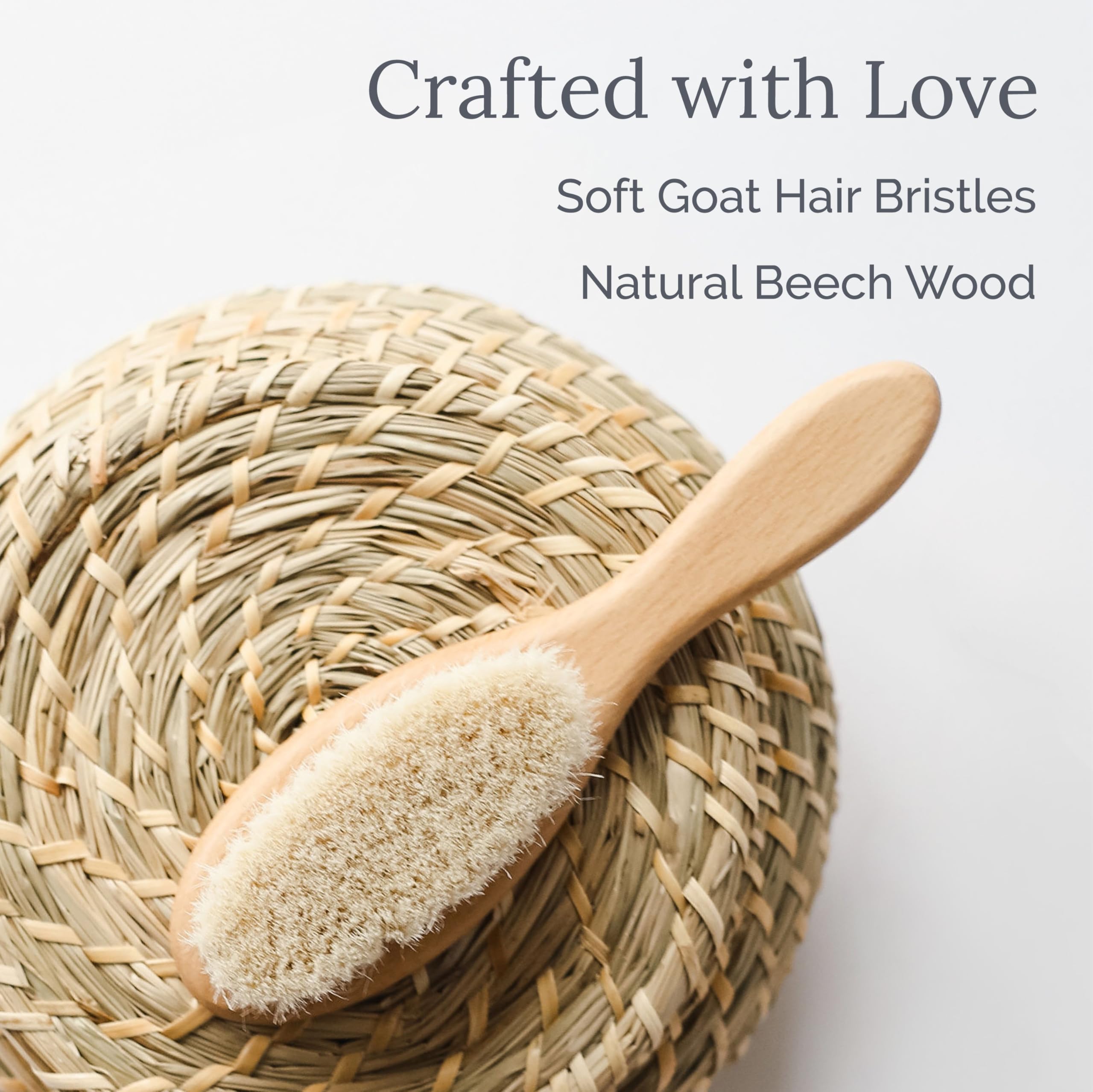 Natemia baby hair brush easy glide through delicate locks.