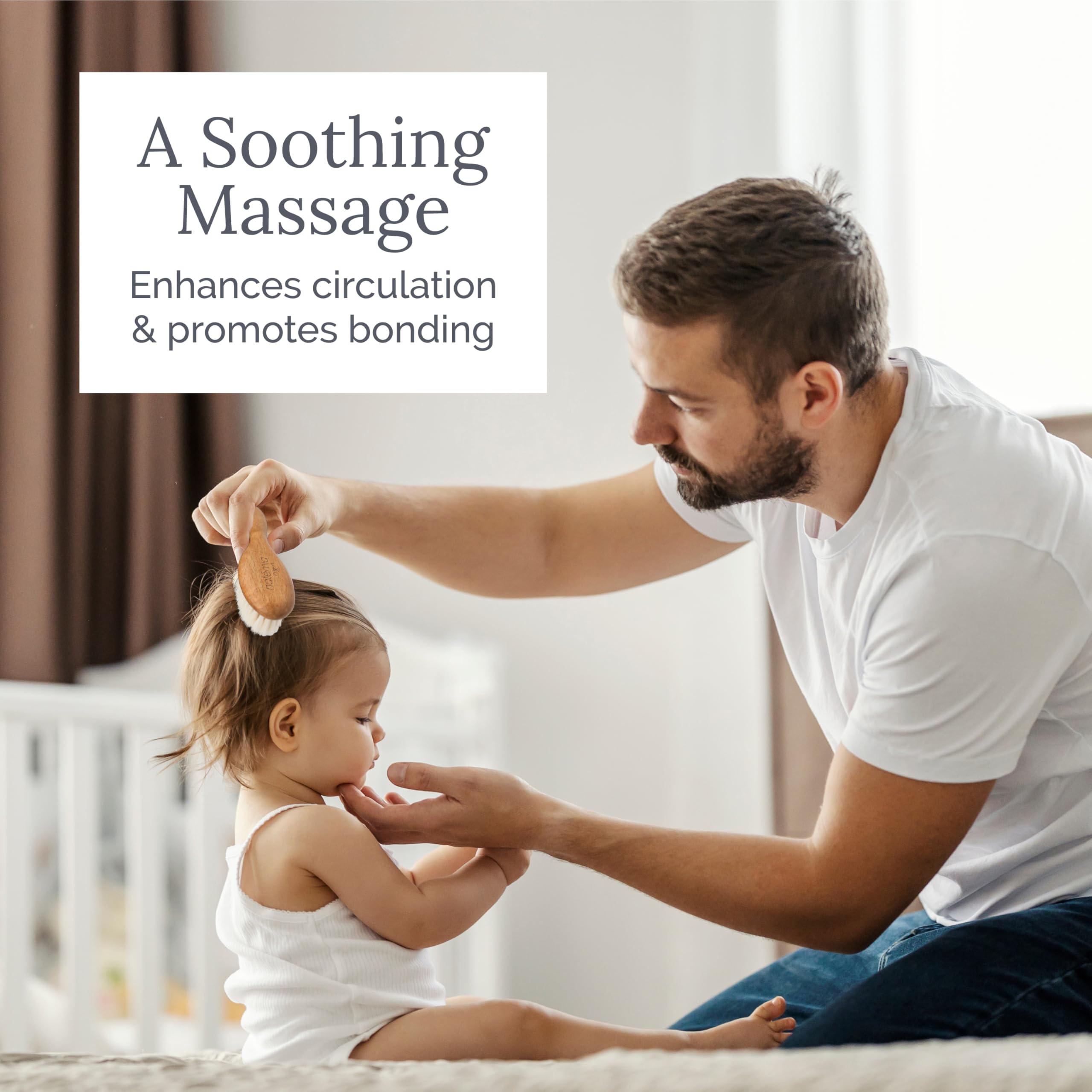 Natemia cradle-cap comb soft bristles supports gentle flakes removal.