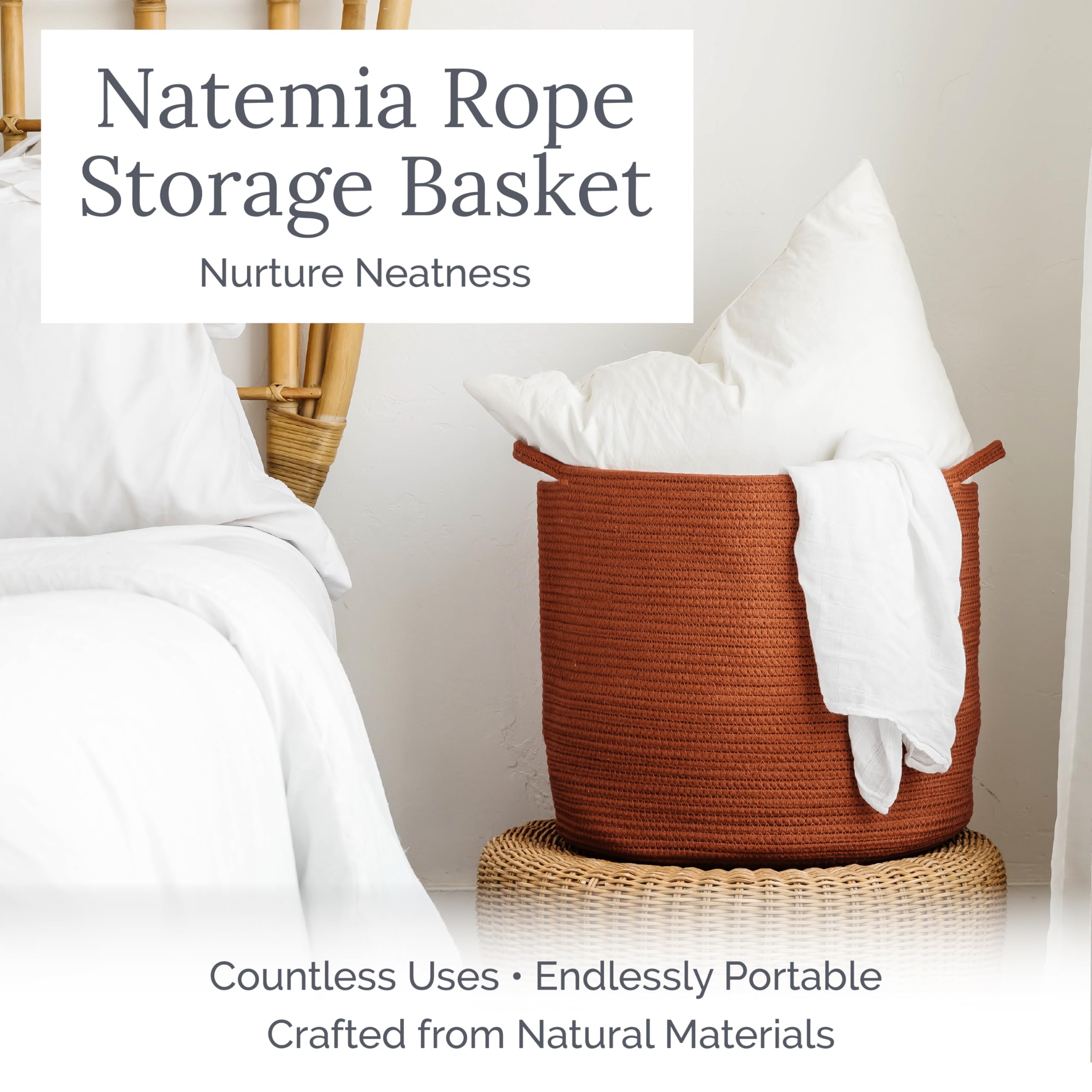 Natemia extra-large storage basket side view complements modern nursery decor.