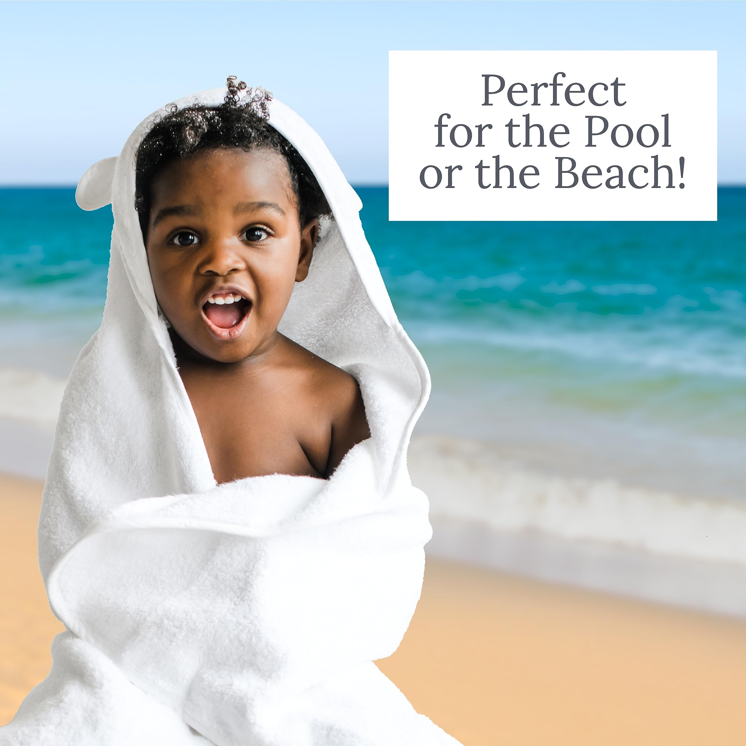 Natemia hooded baby towel wide wrap demonstrates secure, comfortable wrapping.