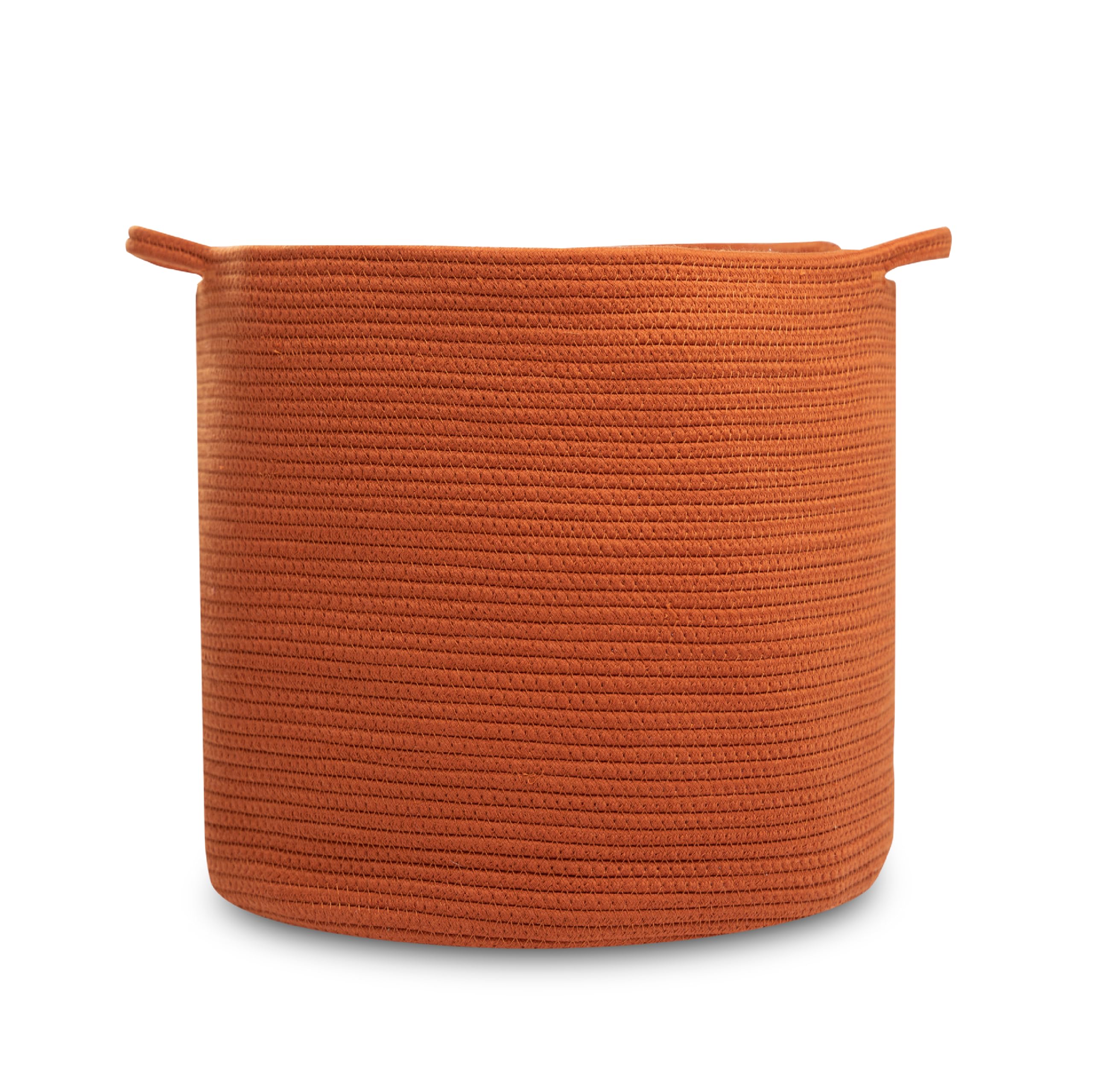 Natemia large woven storage basket top view, roomy for baby toys.