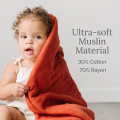 Natemia Muslin Blanket bamboo-cotton blend provides lightweight, breathable all-season comfort.