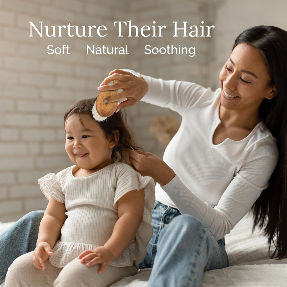 Natemia natural goat hair bristles close-up highlighting gentle scalp massage